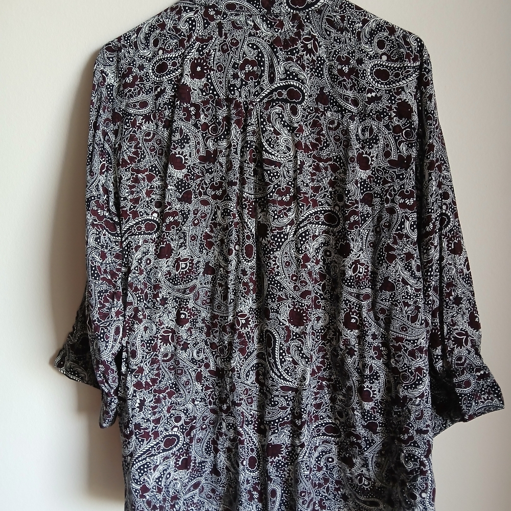 C Est 1946 Shirt Womens 22/24W Button 3/4 Sleeve Paisley top - Picture 11 of 11